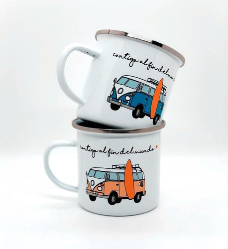 Taza Vintage Acero Enlozado, Pack De 2 Unidades ! 