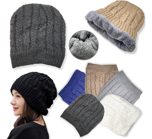 Gorro Lana Doble Felpa Hombre Mujer Invierno Corderito N1