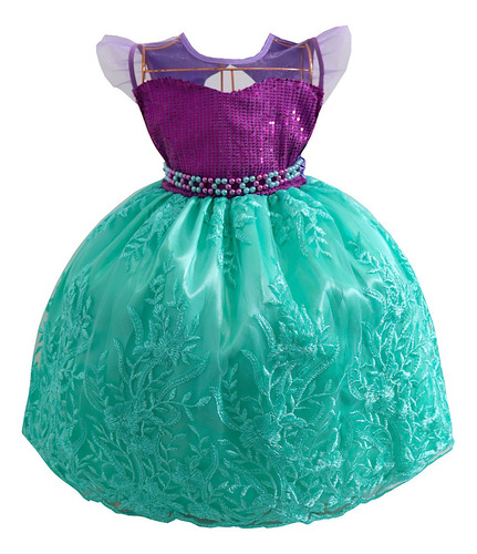 Fantasia Da Princesa Ariel Vestido Roupa Luxo Pequena Sereia