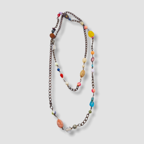 Espectacular Collar Con Cuentas Multicolor