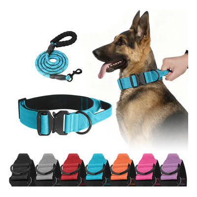 Collar Táctico Para Perro Ajustable Con Hebilla De Metal Azul Acero Collar Tactico Para Perro M | Meses sin interés