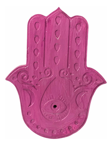 Porta Sahumerios Artesanal Mano De Fátima - Hamsa Magenta #o