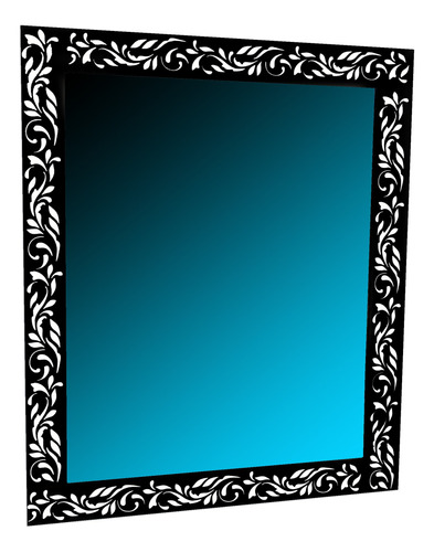 Espejo Marco Vidrio Color Negro 50x60 Diseño Blanco 
