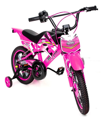 Bicicleta Infantil Moto Cross Aro 16 Unitoys Rosa