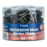 Prendedor Metal Binder Clip 19 Mm Pote Com 40