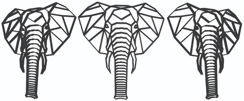 Cuadro De Elefante En Mdf Color Negro Mate Modelo 2