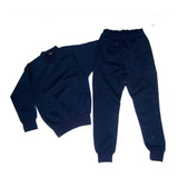 Conjunto Colegial Azul Frisa Pantalon Y Buzo Cuello Redondo 