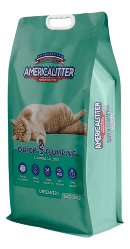 America Litter Quick Clumping Sin Aroma 7 Kg X 7kg De Peso Neto  Y 7kg De Peso Por Unidad