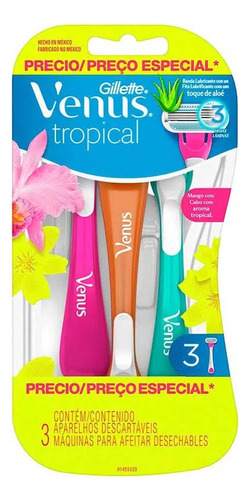 Aparelho Feminino Venus Tropical Gillette Com 3 Unidades