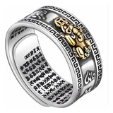 Anillo Lucky Pixiu Heart Sutra De Plata Esterlina Para Hombr