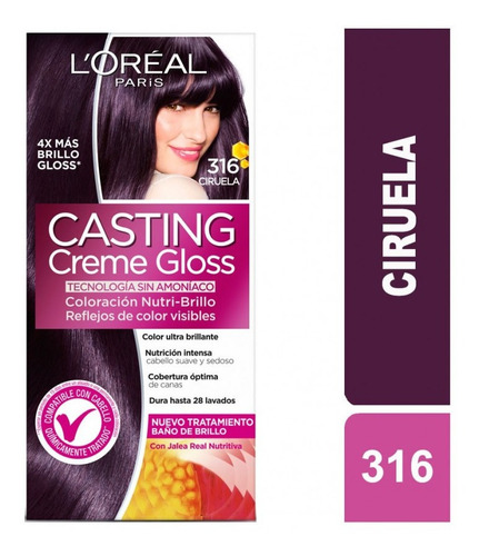 Coloración Casting Creme Gloss/ L'oréal, Ciruela N°316 (5 U)