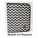 Fichário A5 Feminino Modelo 1/4 Pequeno Zig Zag Preto Branco