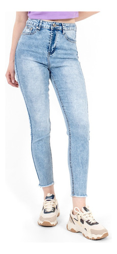 Jeans Skinny Básico Deslavado Para Mujer Quarry