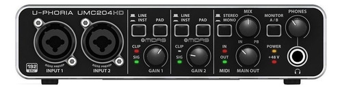 Interfaz De Audio Behringer U-phoria Umc204hd 110v/220v Negra