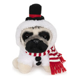 Gund Doug The Pug Muñeco De Nieve Perro De Peluche Navideño,