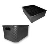 Caja Organizadora Simil Rattan Grande Xl X2 + Organizador X2