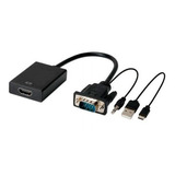 Conversor Adaptador Vga Para Hdmi C/ Alimentação Usb E Audio