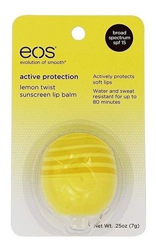 Torsión Eos Limón Lip Balm, Spf 15, 0,25 Onzas Por Pack (4 P