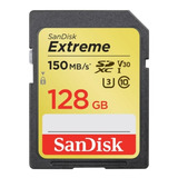 Cartão De Memória Sandisk 128gb, Sd Xc Extreme 150mb/s