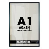 Moldura 60x84 A1 Acetato Certificados Fundo Mdf Decorativo Cor Preto