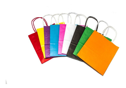 Bolsas De Papel Color Con Manija (20x18x8) X 10 Unidades