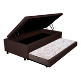 Bicama Box Baú Solteiro 88x188 Com Colchão Gransleep Ecoflex