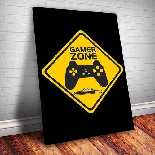 Placa Decorativa Zona Quarto Gamer  Poster 43x33cm 