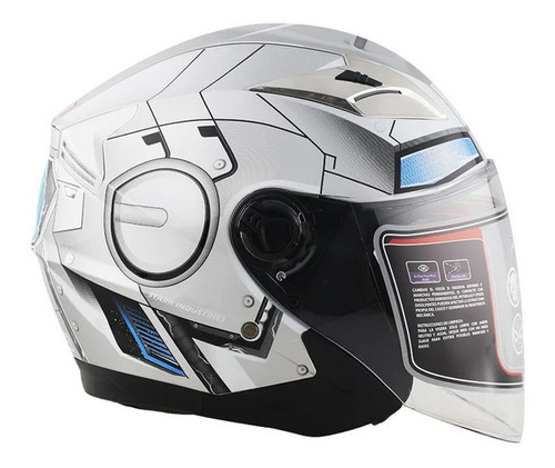 Casco 3/4 Marvel  Iron Man Gray Silver Brillante L