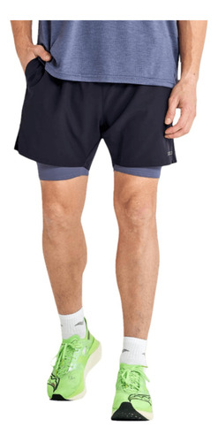 Short Hombre Saucony Outpace 2-in-1 Navy Blue