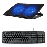 Suporte Notebook Base 2 Coolers Nbc-50bk + Teclado Usb Kb-11