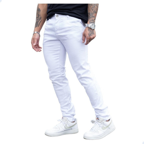 Calça Jeans Masculina Branca Não Transparente Acabamento Top