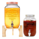 Dispensadores Bebidas 4 Y 8 Litros Mason Jar Vitrolero Bambu