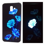 Funda Para Samsung J6 Plus - Novedad Led !!! - Flor Azul !!!