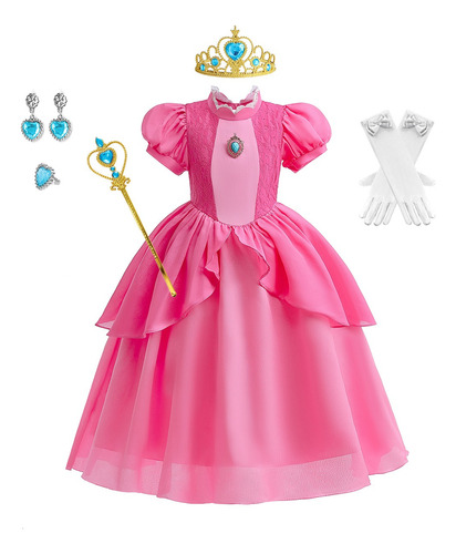 Disfraz De Princesa Peach Super Brothers Para Niñas Vestido Fiesta De Cumpleaños Carnaval Cosplay Para Super Hermano Halloween Navidad Con Accesorios