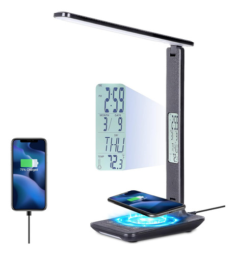 Led Desk Lamp With Wireless Charger, Usb Charging Port, D...