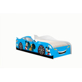 Mini Cama Carro Infantil Mickey Azul-2 Com Colchão