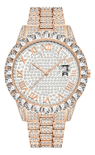 Reloj Con Diamantes Bañado En Oro/plata 18k Full Ice