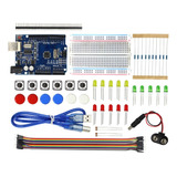 Kit Compatível Arduino Uno/ Botoes/ Protoboard/ Leds 