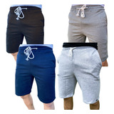 Kit 4 Bermudas Moletom Shorts Masculina Academia Treino