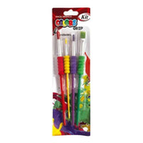 Kit 4 Pincel Artistico Escola Colors Grip Soft Toque Macio