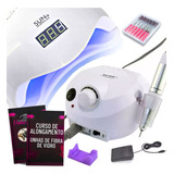 Kit Manicure Completo Sun 5 Led Uv Cabine Lixadeira Elétrica