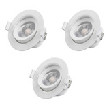 Pack X3 Foco Led Embutido Redondo Aro Móvil 7w Luz Calido