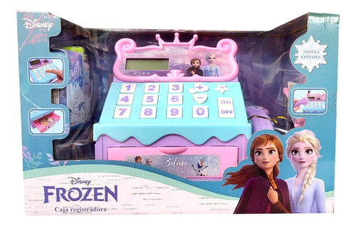 Caja Registradora Frozen De Disney Con Sonido Jeg 54525 Color Celeste