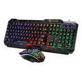 Kit De Teclado Y Mouse Oczu G21+membrana Negro Retroiluminad