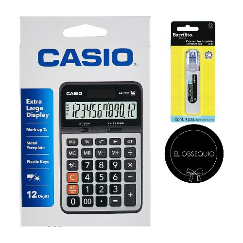 Calculadora Electronica Ax-120b Casio 12 Digitos +obsequio! 