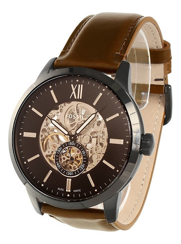 Relógio Fossil Masculino Townsman - Me3155/0mn Cor Da Correia Marrom Cor Do Bisel Grafite Cor Do Fundo Marrom