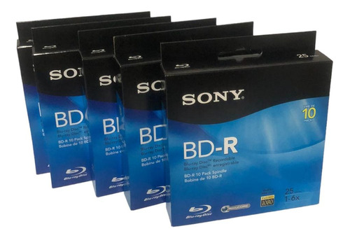 Pack 5 Cajas De Disco Virgen Bd-r Sony Blu-ray