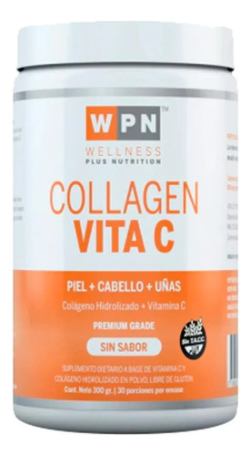 Wpn Colágeno Hidrolizado Vitamina C 100% Sin Sabor X 300gr