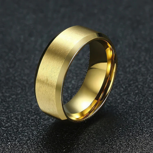 Anillo Hombre Liso Acero Quirúrgico Plateado Negro Y Dorado