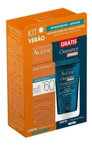 Kit Verão Avene Mat Perfect Antiacne Fps 60 + Cleanance 40g